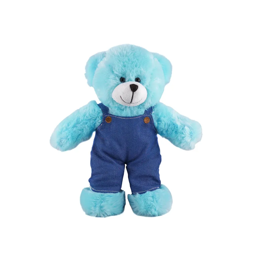 Stuffed Animal with Blue Jean Overalls Personalized12 Inches