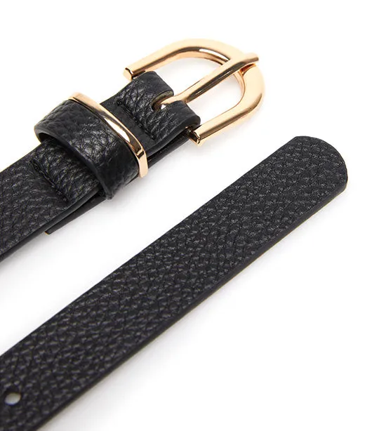 Texture Belt with Golden Buckle Black