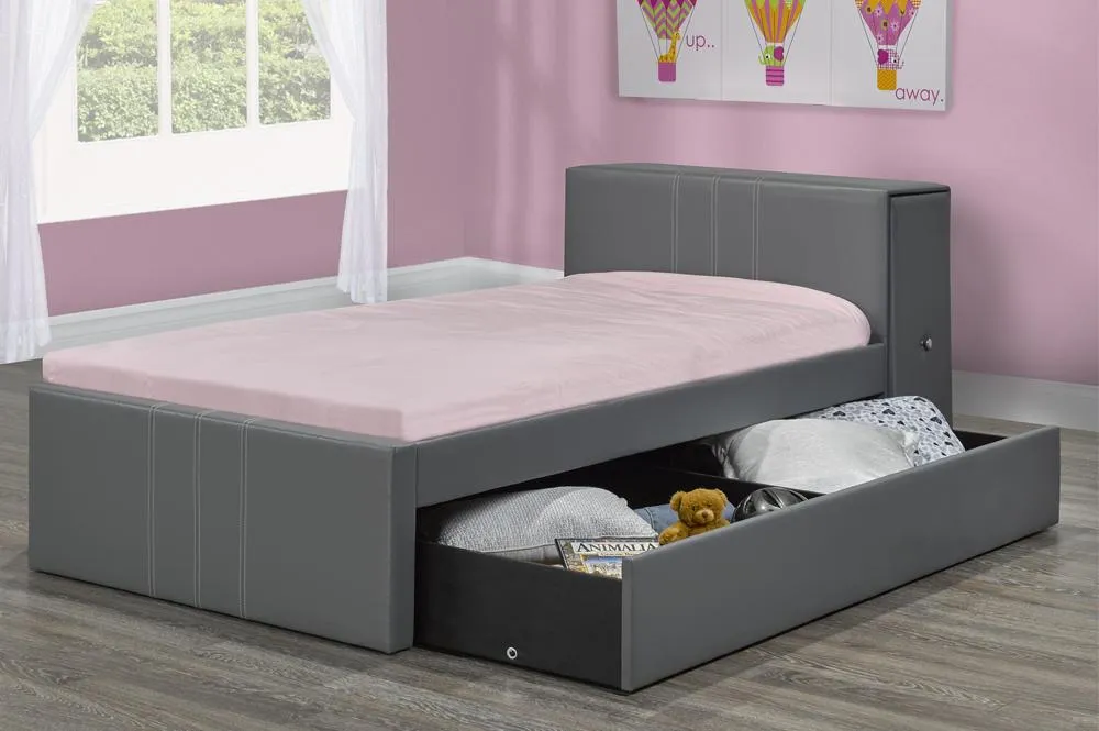 The Perfect Storage Bed with Pull-Out Side Drawer from headboard and Pull-Out Trundle