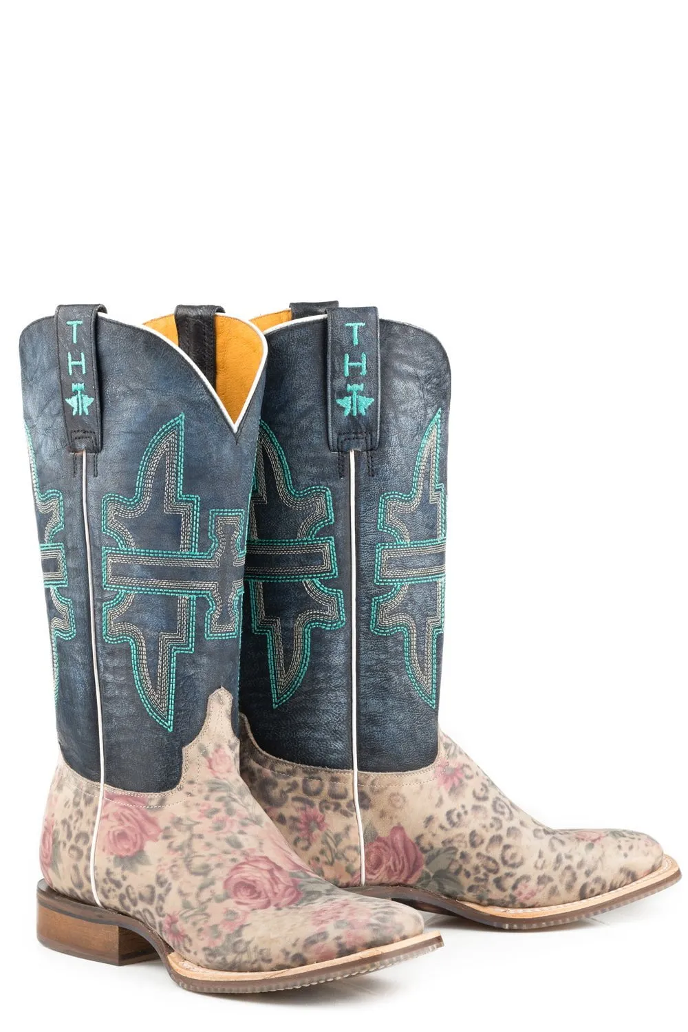 Tin Haul Womens Multi-Color Leather Wild Flower Floral Cowboy Boots