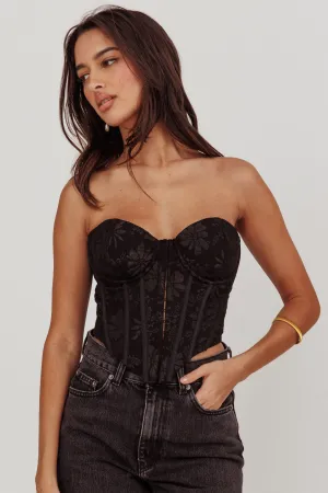 Ziah Hook & Eye Corset Top Black